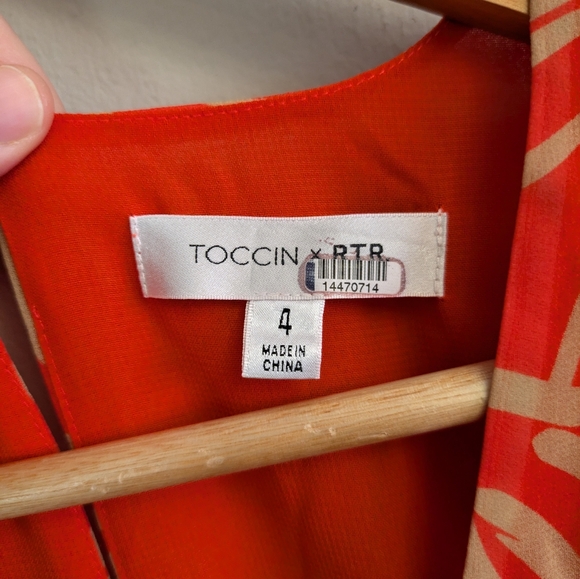 Toccin X RTR Printed Maxi Dress Size 4 Orange - Picture 5 of 10